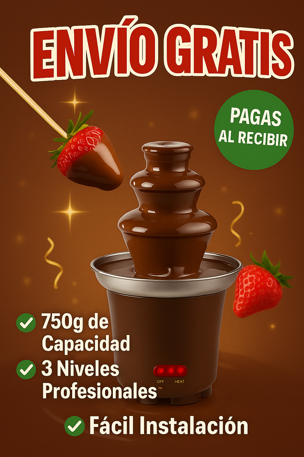 🍫 Fuente de Chocolate Profesional 3 Niveles | OFERTA ESPECIAL - Perfecta para Fiestas