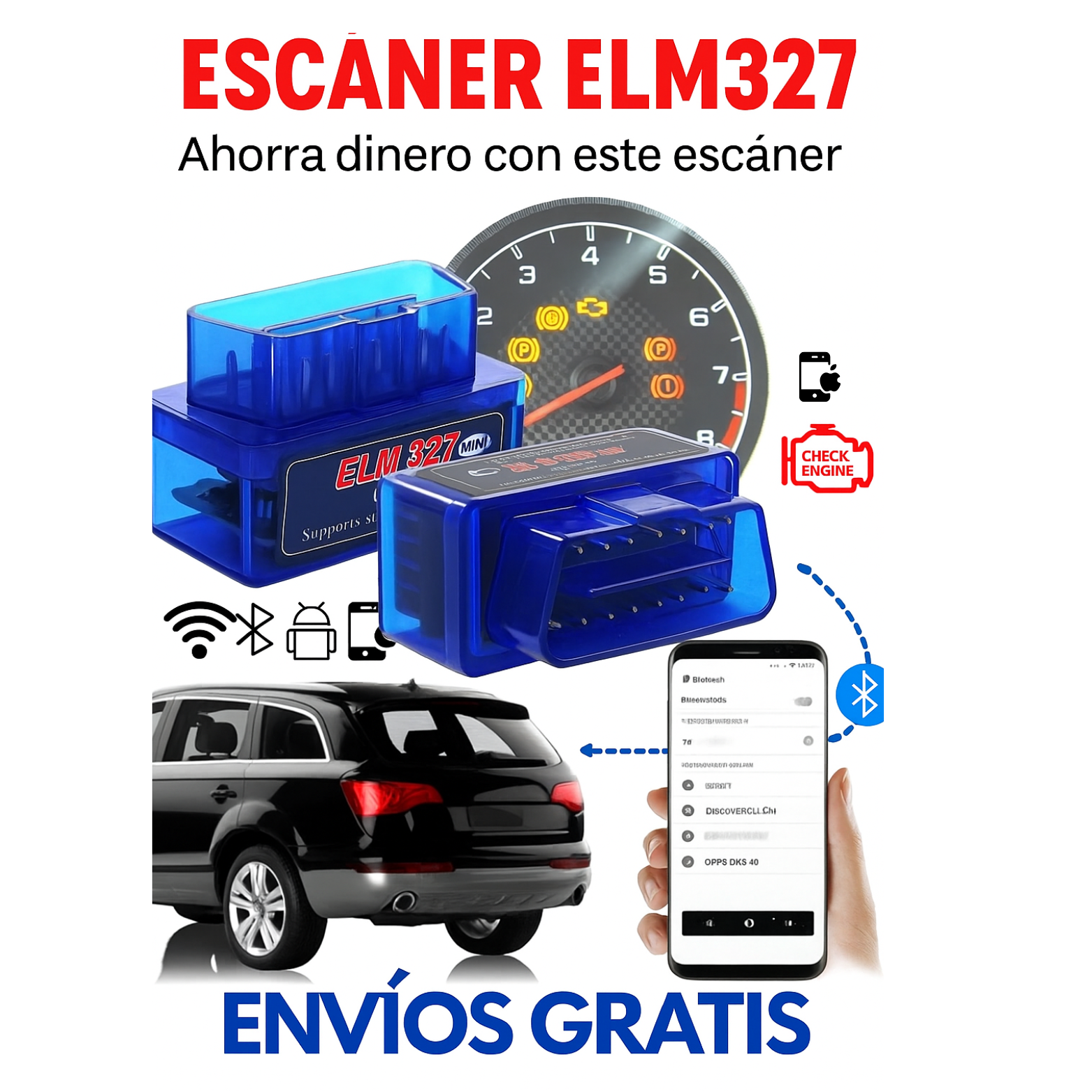 ESCANER ELM327 OBDII Bluetooth – “Descubre qué le pasa a tu auto en minutos”