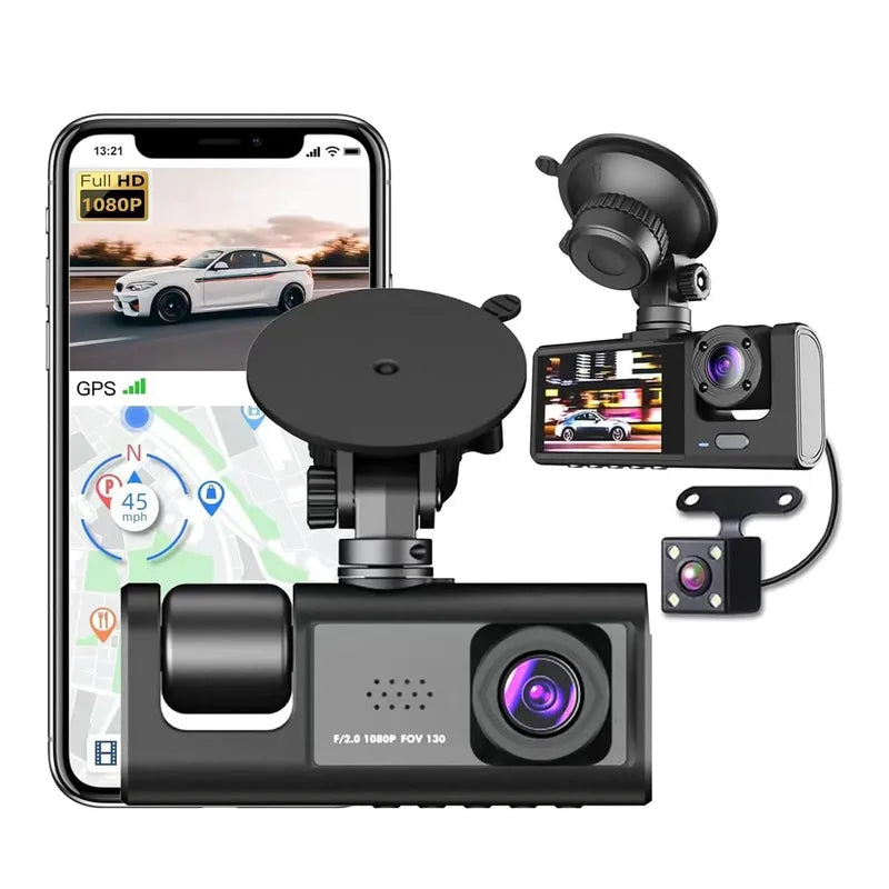 Cámara Dashcam 3 en 1 HD - Protección Total 24/7 para ti y tu Vehículo