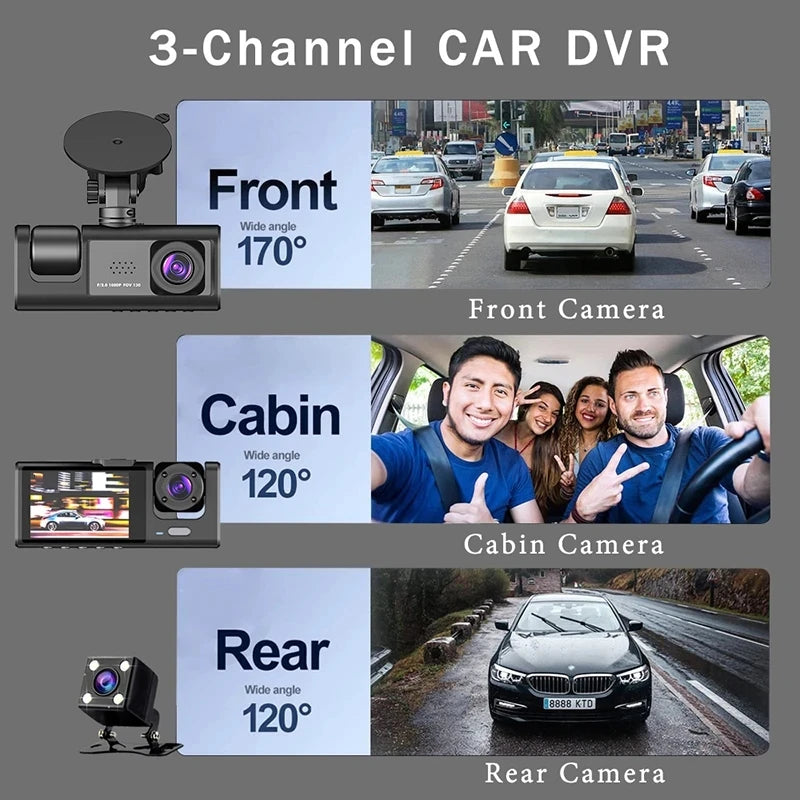 Cámara Dashcam 3 en 1 HD - Protección Total 24/7 para ti y tu Vehículo