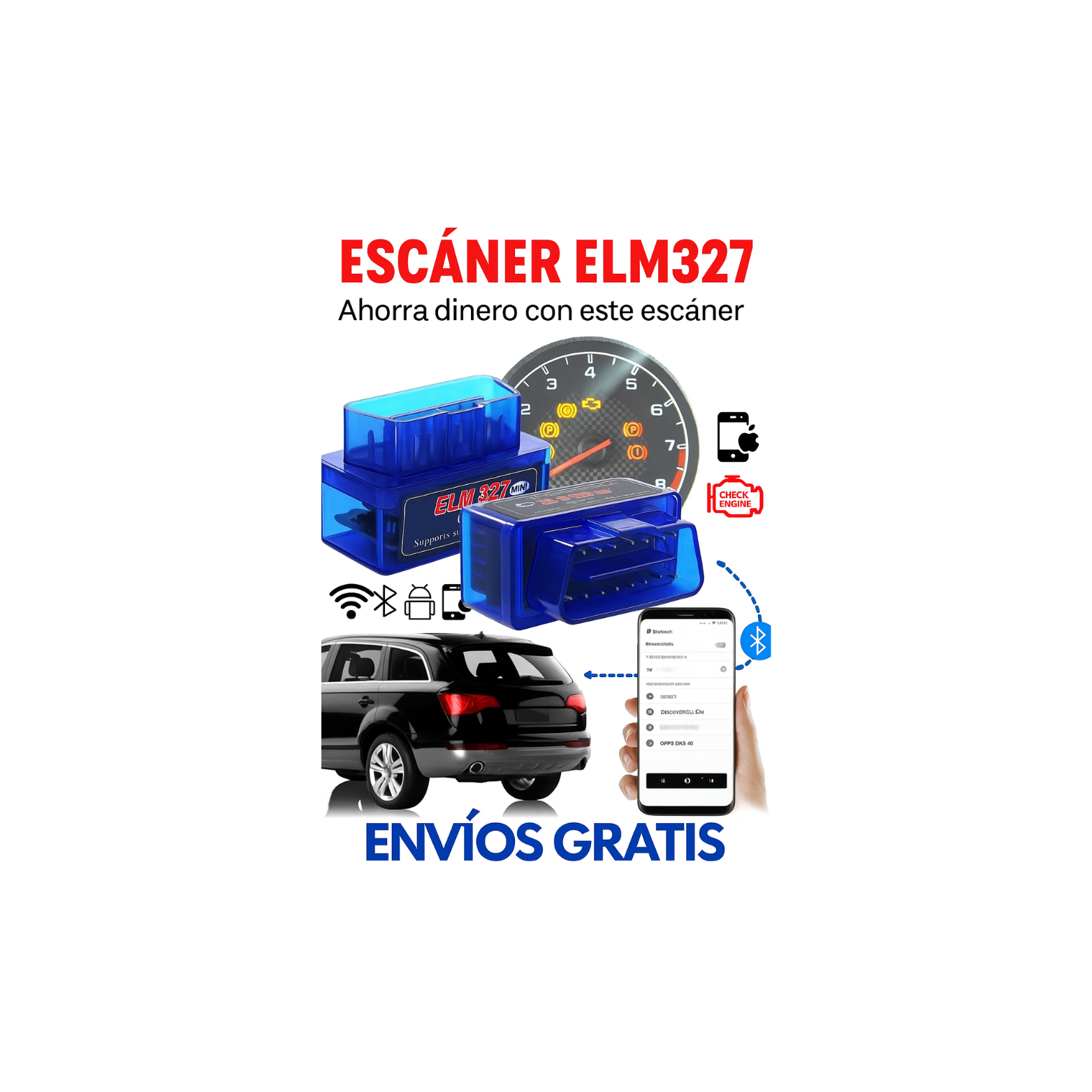 ESCANER ELM327 OBDII Bluetooth – “Descubre qué le pasa a tu auto en minutos”